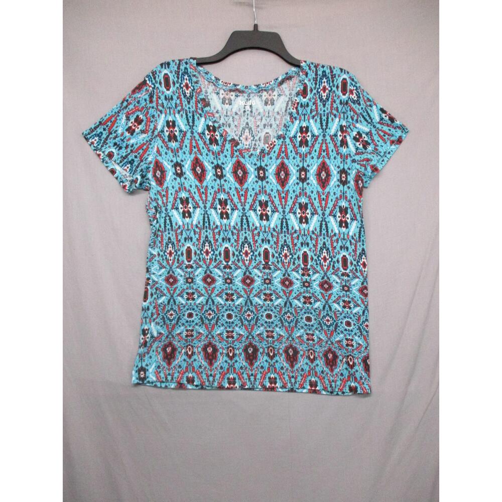 Mudd Womens‎ Patterned V-Neck Short Sleeve Top Size Extra Large